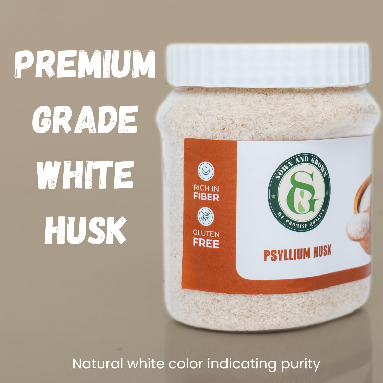 12oz Sownandgrown Whole Psyllium Husks - Rich in Dietary Fiber - Gluten-Free - Promotes Digestive Health - 68 Tablespoon Supply - Unflavored
