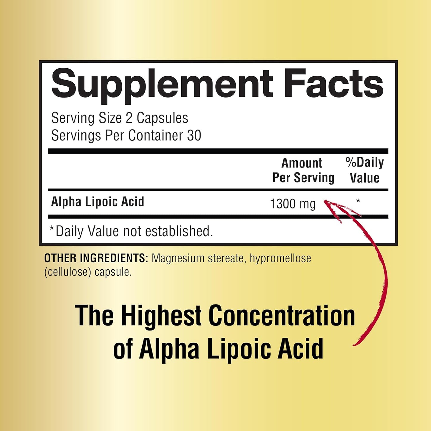 1300mg Alpha Lipoic Acid Capsules - 30 Servings - Antioxidant Supplement for Health & Wellness