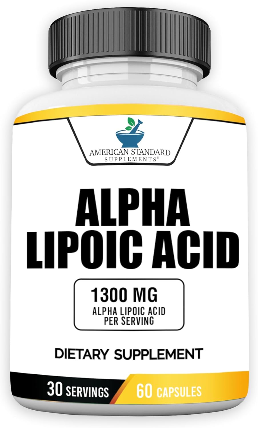 1300mg Alpha Lipoic Acid Capsules - Vegan, Gluten Free, Non-GMO - 60 Capsules, 30 Servings by American Standard Supplements