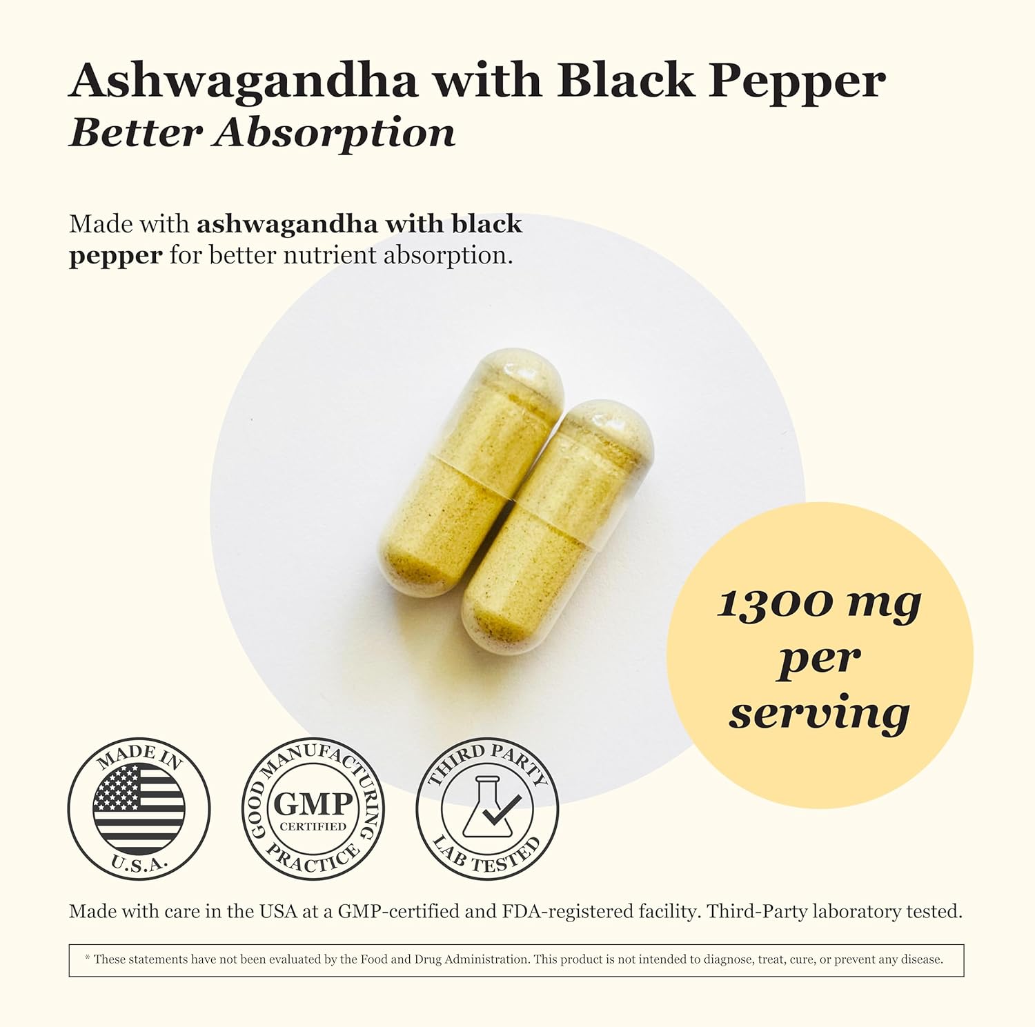 1300mg Vegan Ashwagandha with Black Pepper by Tradewind Naturals - Non-GMO Formula