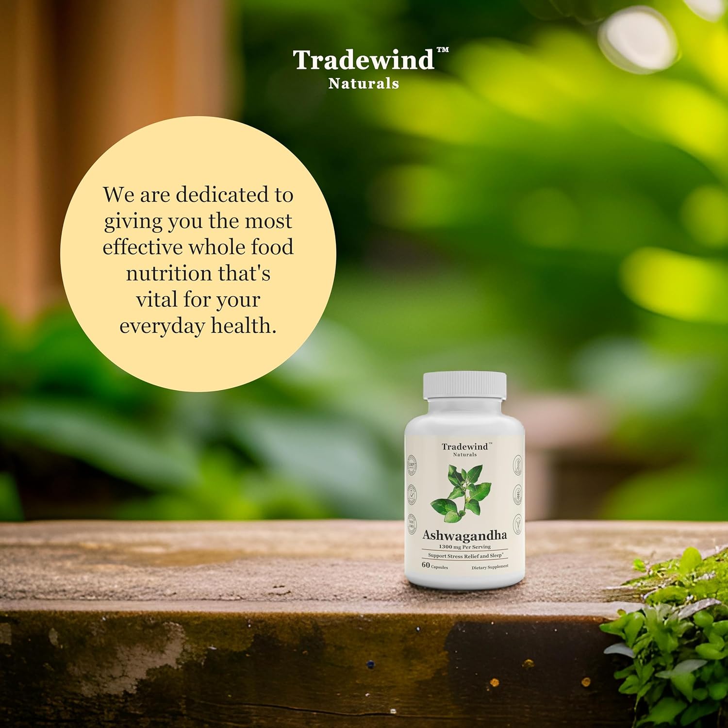 1300mg Vegan Ashwagandha with Black Pepper by Tradewind Naturals - Non-GMO Formula