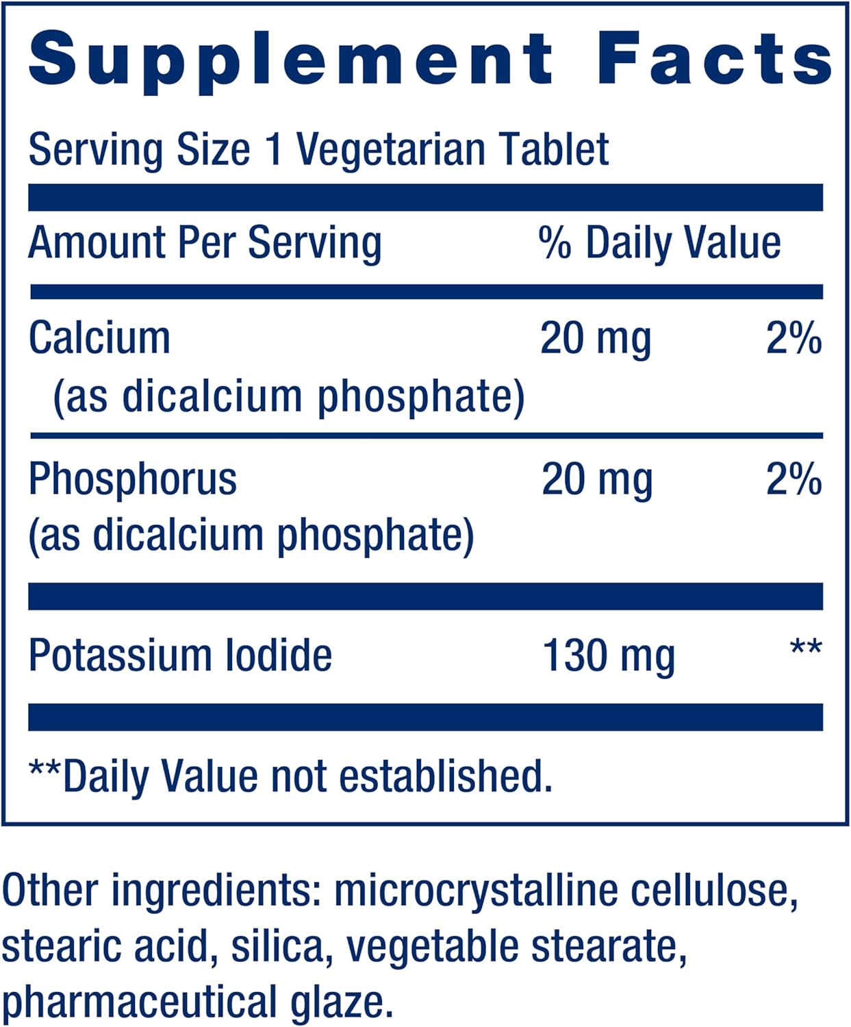 130mg Potassium Iodide Tablets for Life Extension - Pack of 14