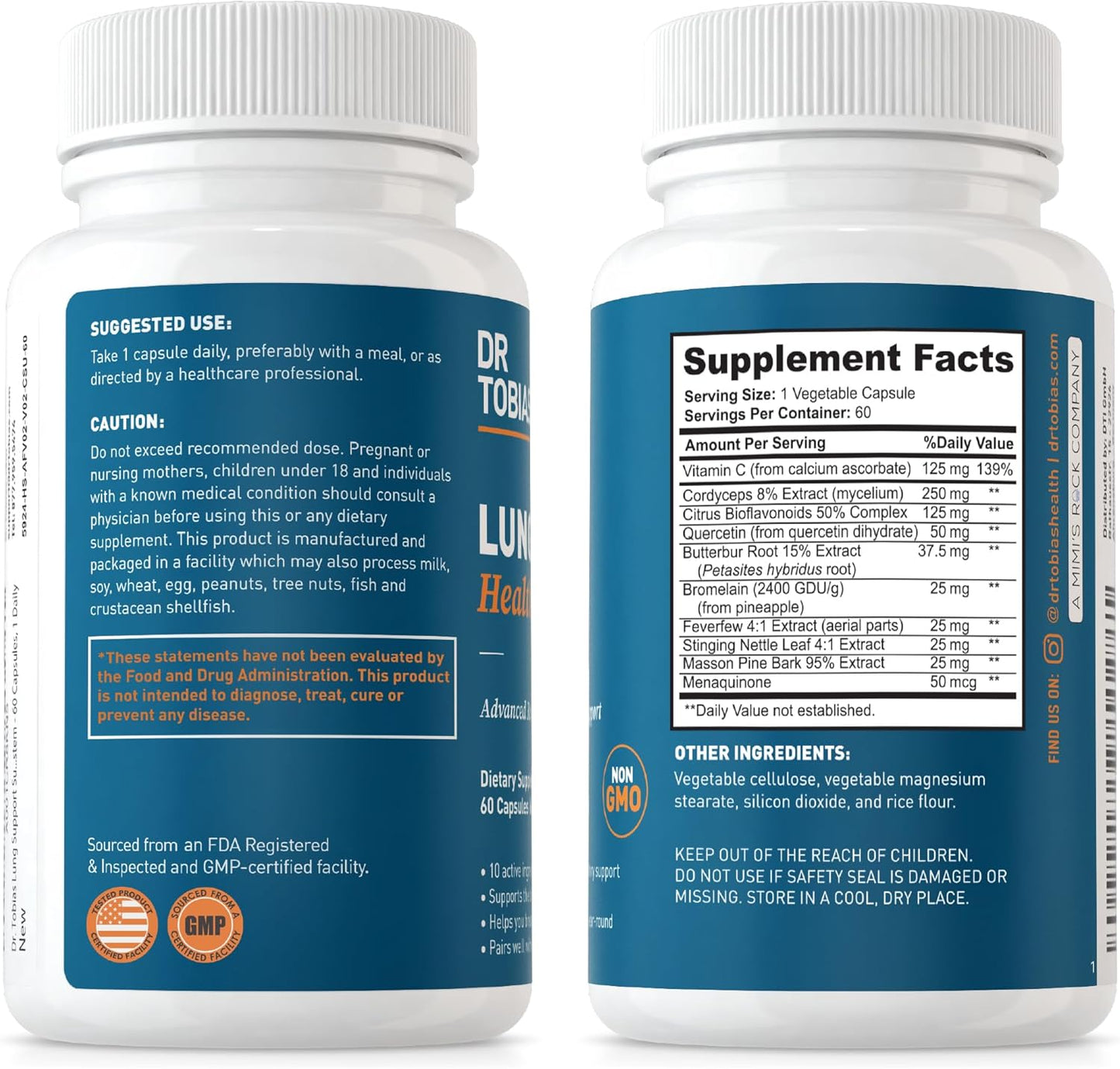 14-Day Colon Cleanse & Lung Health Supplements with Fiber, Herbs, Probiotics, Vitamin C - Gut and Lung Support - Non-GMO