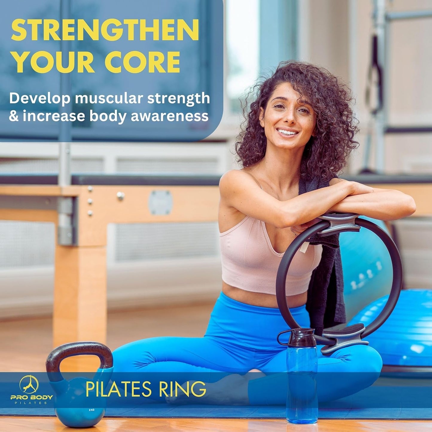 14 Inch ProBody Pilates Fitness Ring for Toning Inner Thighs, Arms, and Core - Pilates Equipment for Full Body Workout