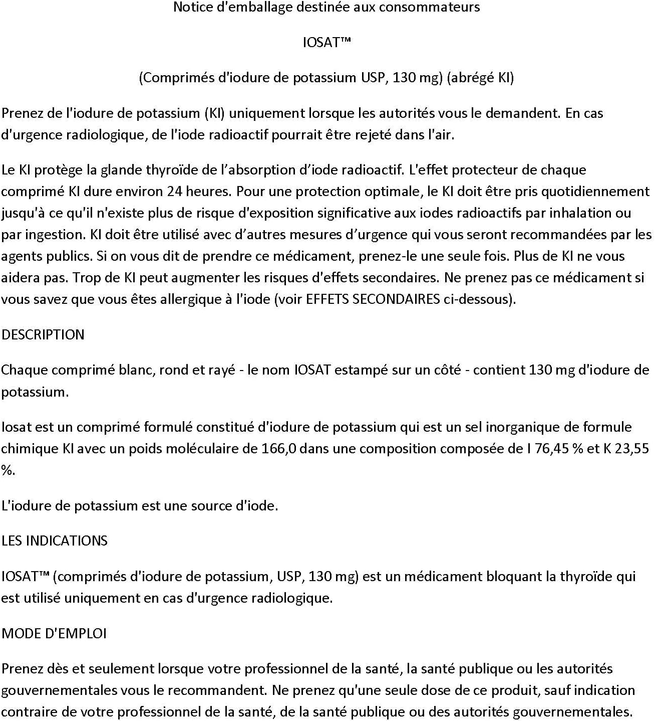 14 Tablets of Anbex IOSAT Potassium Iodide - Radiation Emergency Thyroid Blocking Supplement