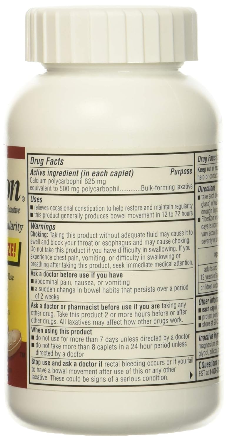 140 Fibercon Caplets for Digestive Regularity - Fiber Therapy Supplement