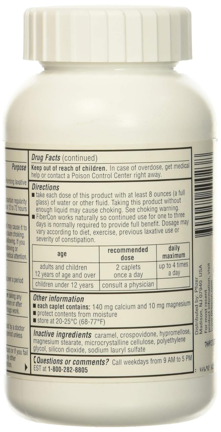 140 Fibercon Caplets for Digestive Regularity - Fiber Therapy Supplement