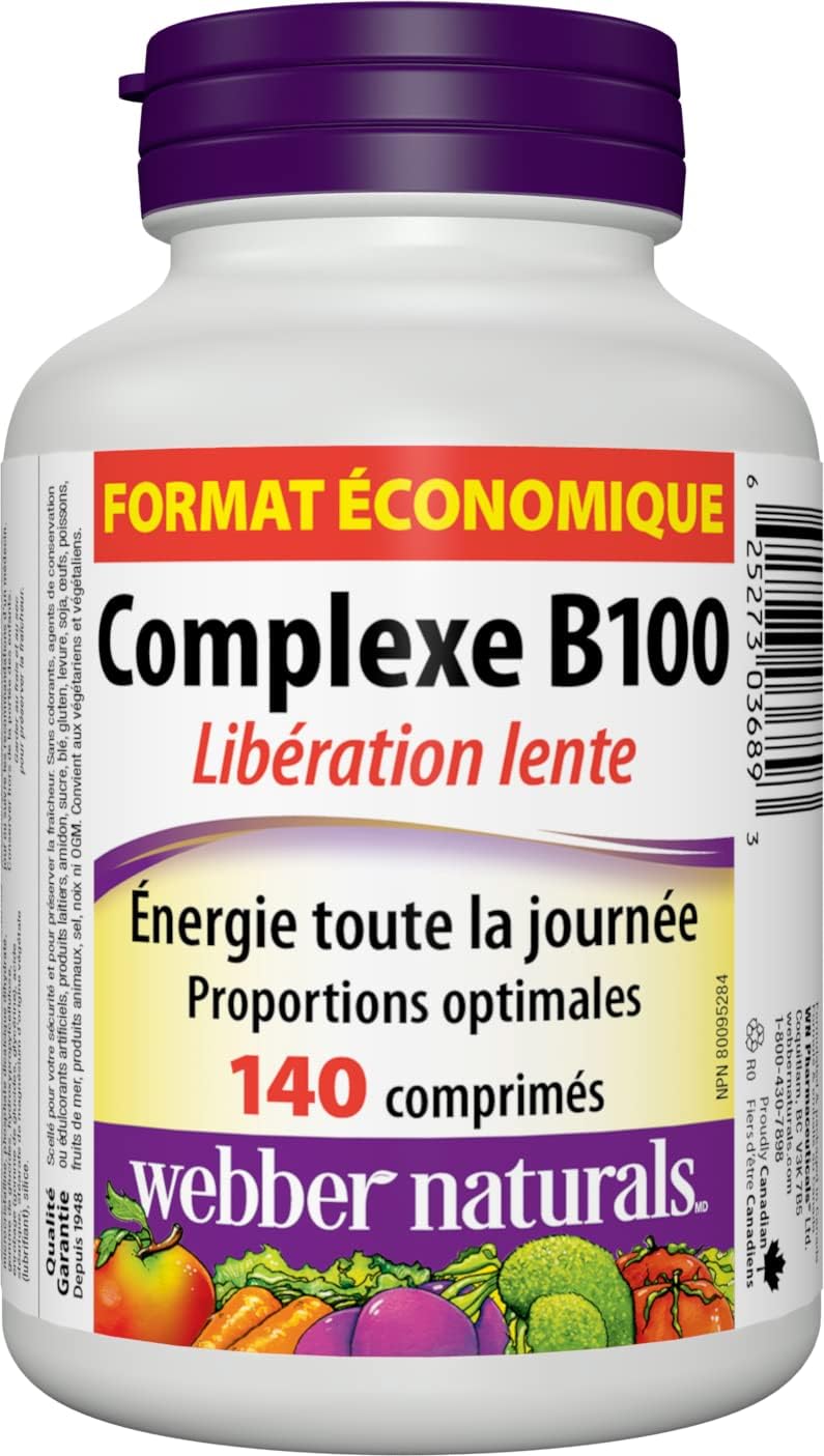140 Tablet Webber Naturals Vitamin B100 Complex with Time Release Formula - BoostGo Australia