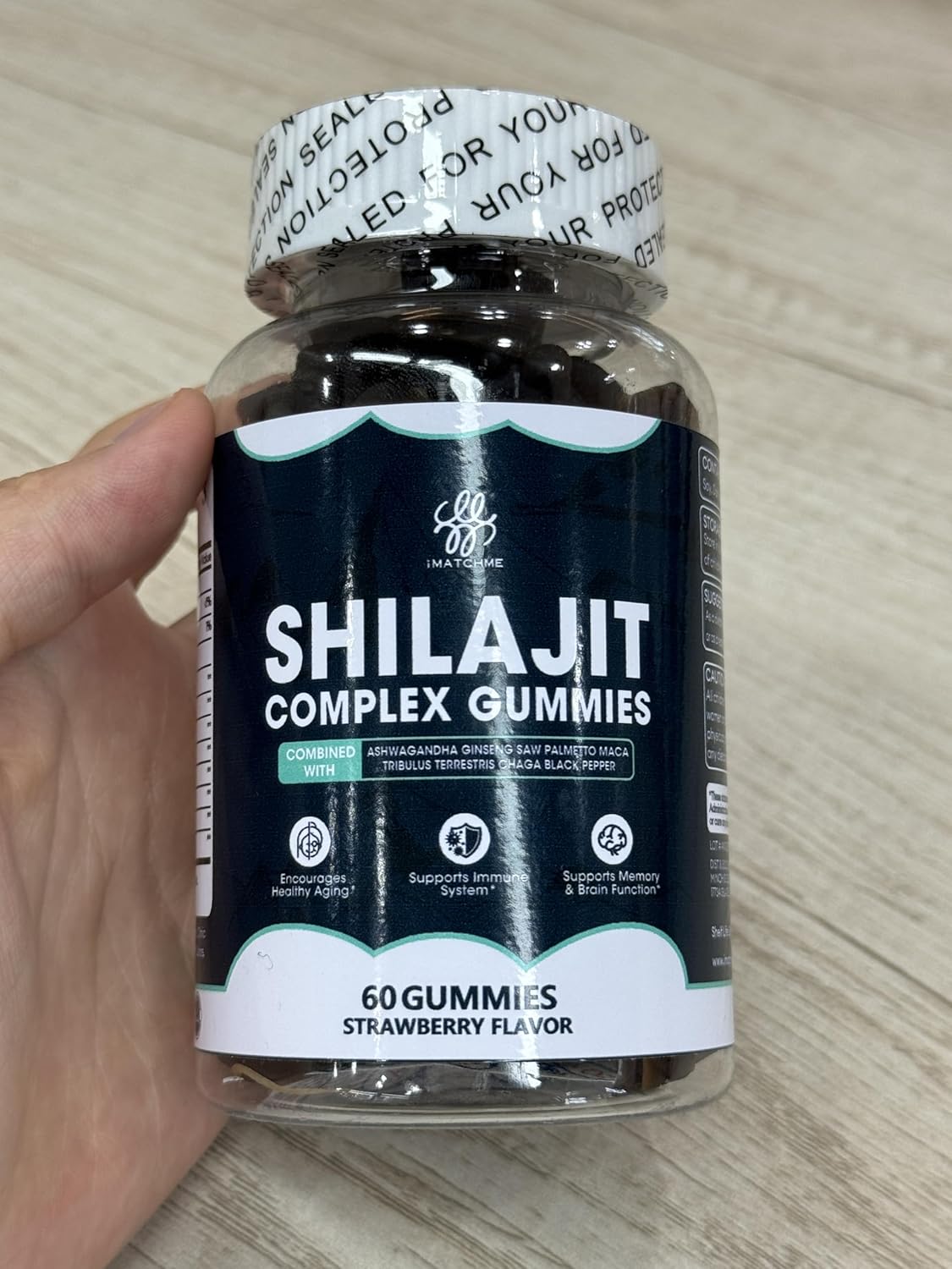 1400MG Shilajit Complex Gummies with Ashwagandha for Energy and Immune Support - Men's Energy Booster, Sugar-Free, Strawberry Flavor - 60 Count