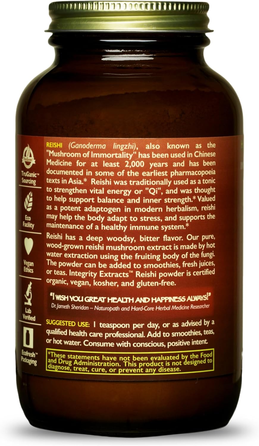 140g HealthForce SuperFoods Integrity Extracts Reishi Mushroom Powder