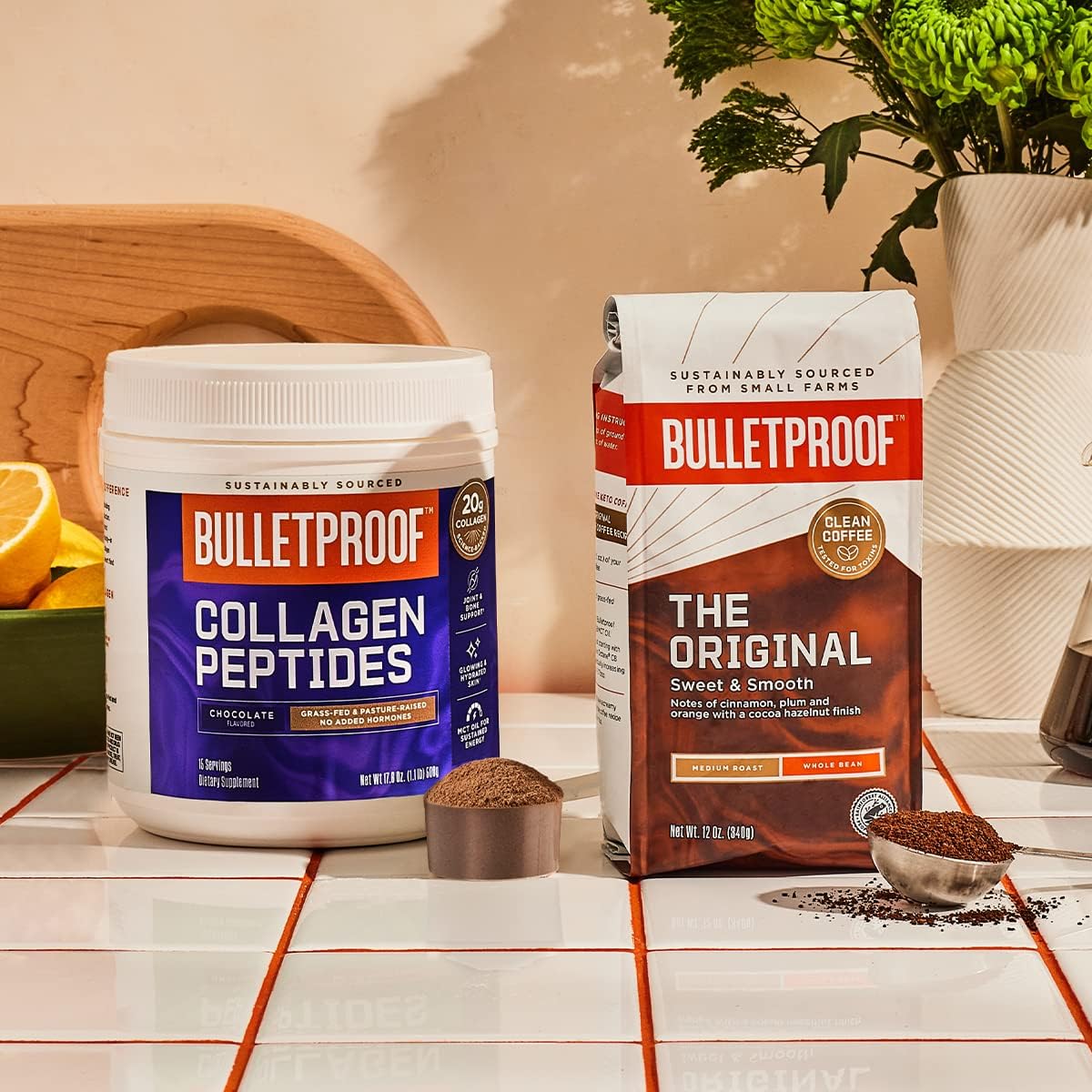 14.3 oz Bulletproof Chocolate Collagen Peptides Powder with MCT Oil - Grass-Fed Protein for Skin, Bone, Joint Support