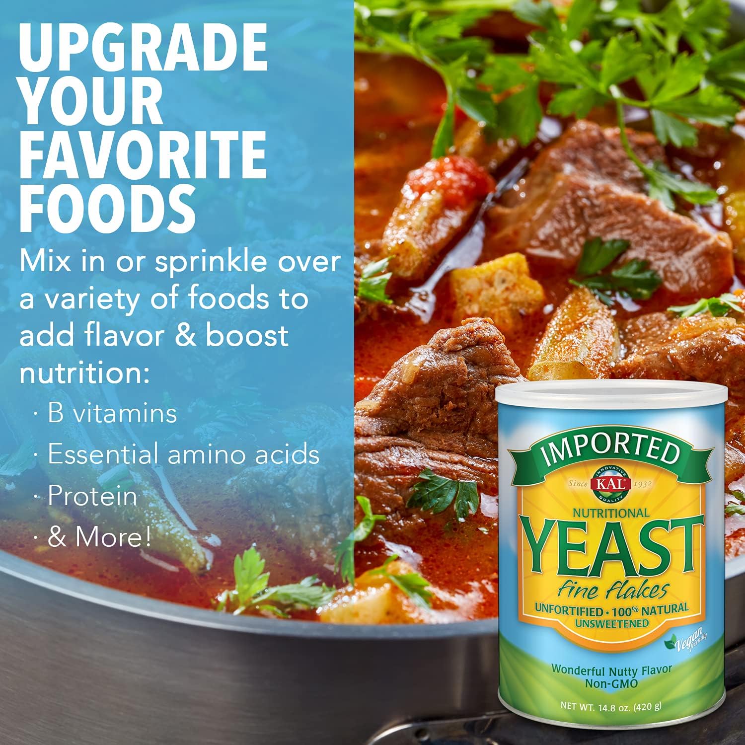 14.8 Ounce KAL Imported Yeast Flakes for Baking and Cooking