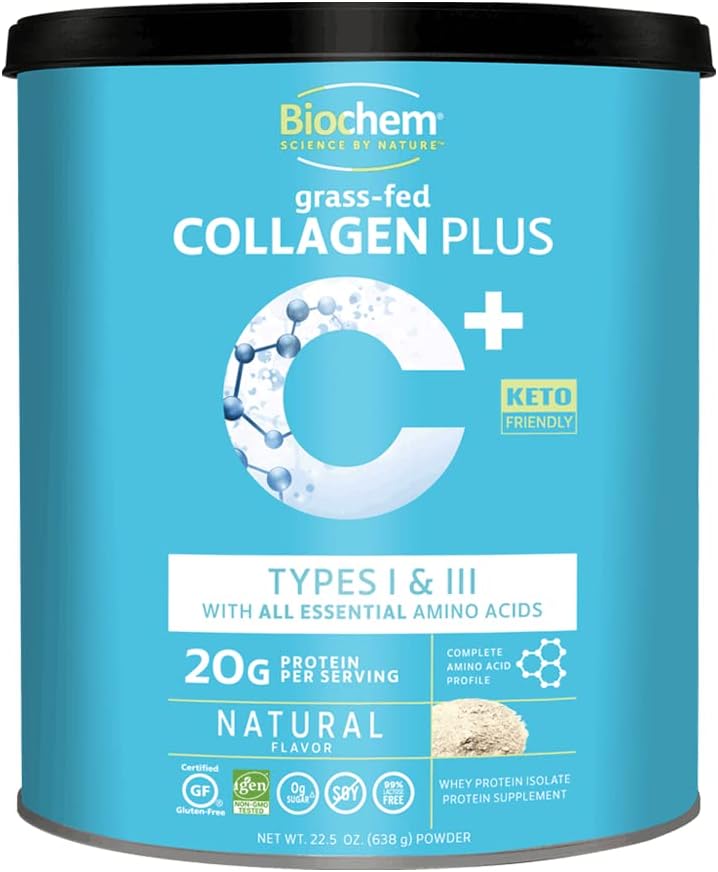 1.4lb Biochem Collagen Protein Powder - Natural Flavor - 20g Collagen for Hair Skin Nails Joints Bones - Amino Acids - Keto-Friendly - Supports Soft Tissue Health