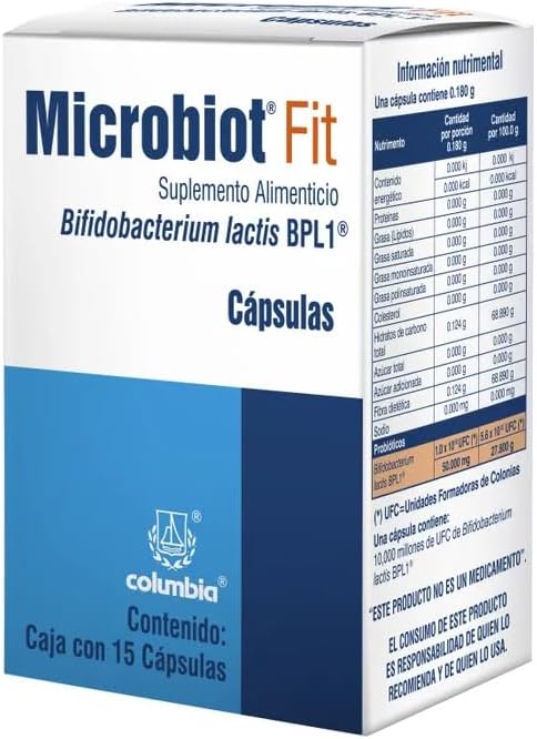 15 Capsules of MICROBIOT FIT with Bifidobacterium Lactis Bpl-1 for Gut Health
