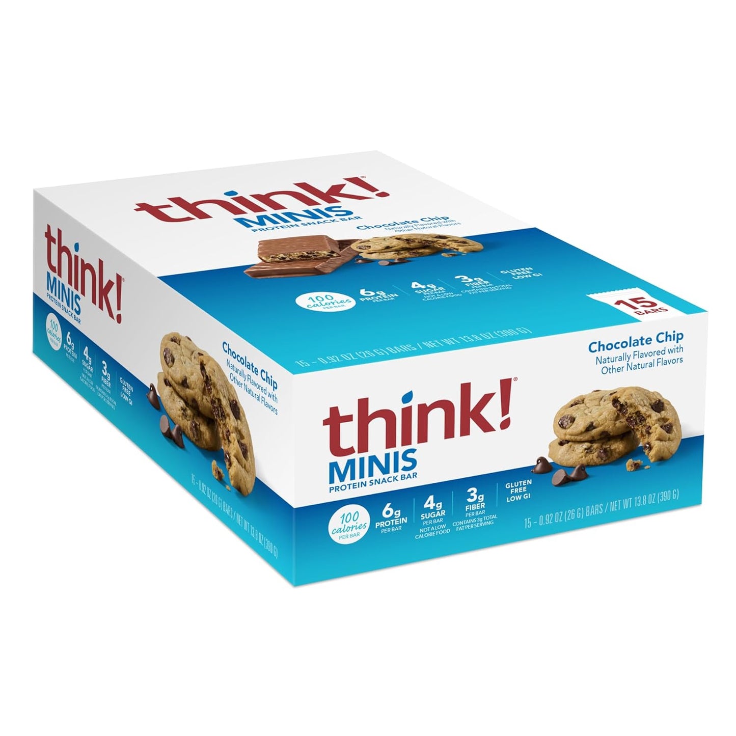 15 Count think! Minis Chocolate Chip Gluten-Free Protein Snack Bars