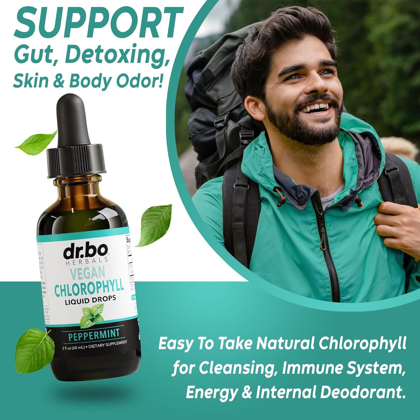 15 Day Colon Cleanse Pills with Ginger & Chlorophyll Drops for Internal Detox & Gut Support
