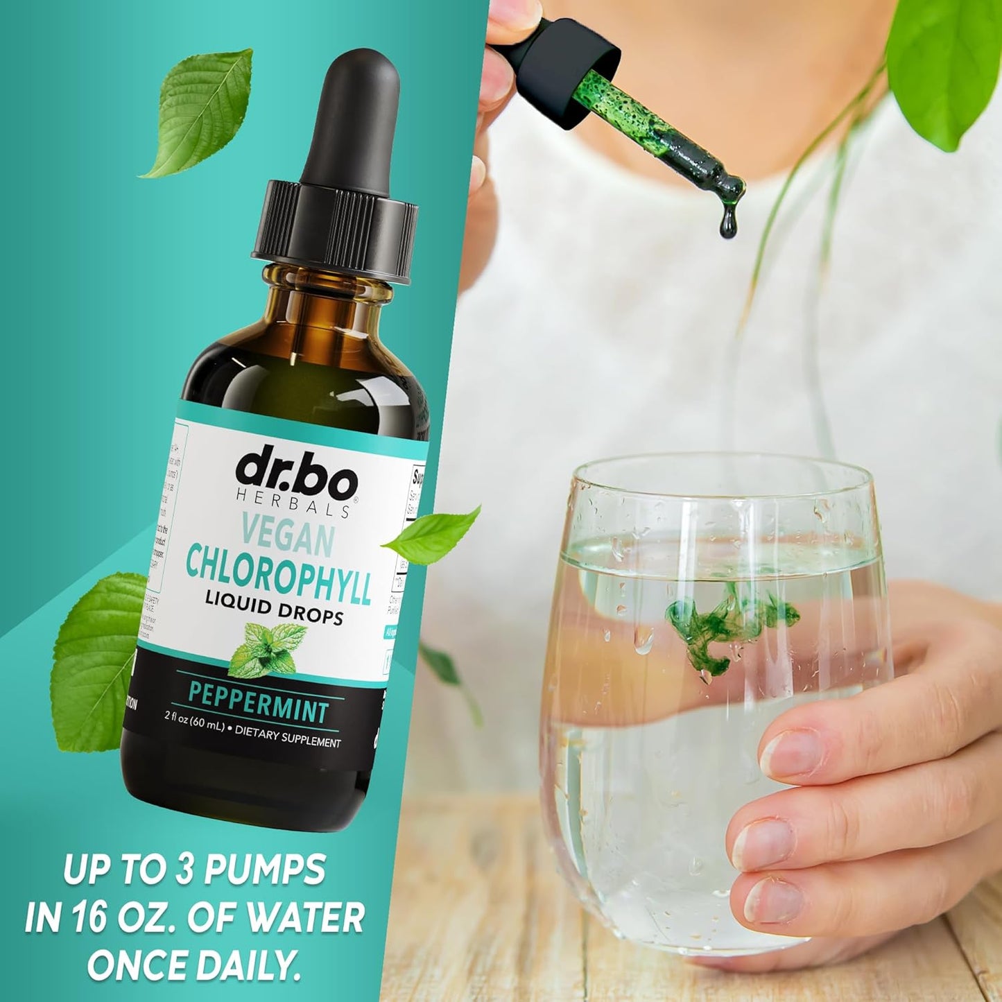 15 Day Colon Cleanse Pills with Ginger & Chlorophyll Drops for Internal Detox & Gut Support