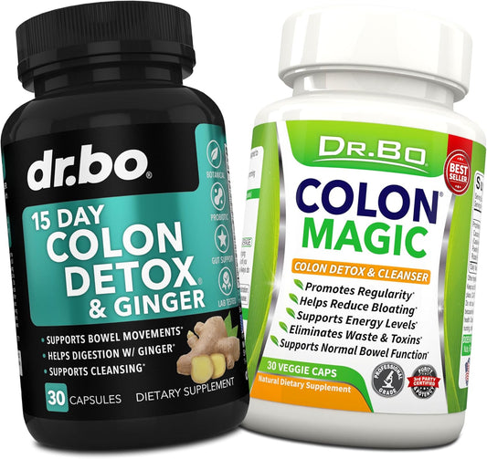 15 Day Colon Cleanse Pills with Probiotic Herbal Formula - Dr. BO Colon Cleanser Detox Supplement Capsules for Gut Health