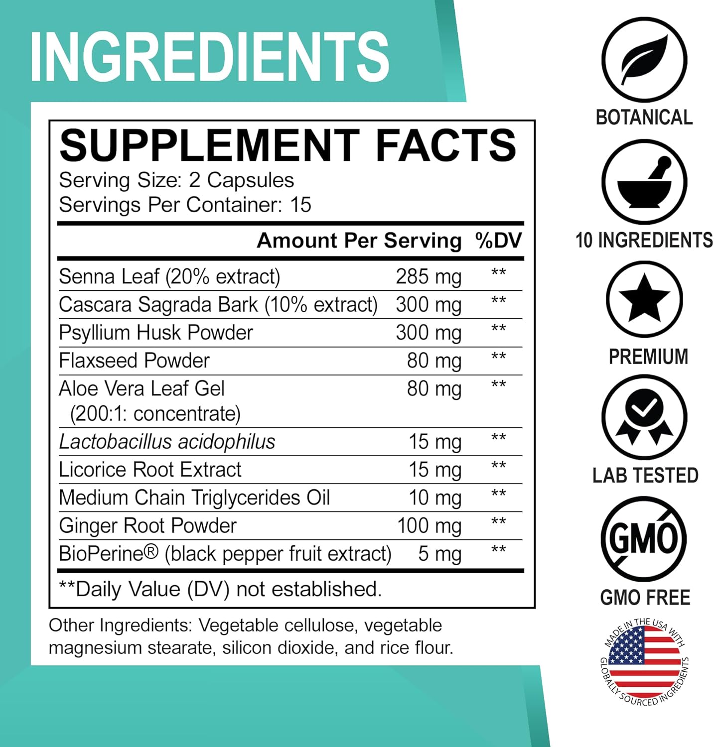 15 Day Colon Cleanse Pills with Probiotic Herbal Formula - Dr. BO Colon Cleanser Detox Supplement Capsules for Gut Health