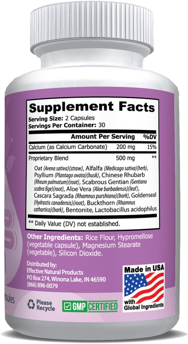 15 Day Colon Cleanse with Psyllium Husk, Cascara Sagrada, and Bentonite - 60ct Bottle from ENP