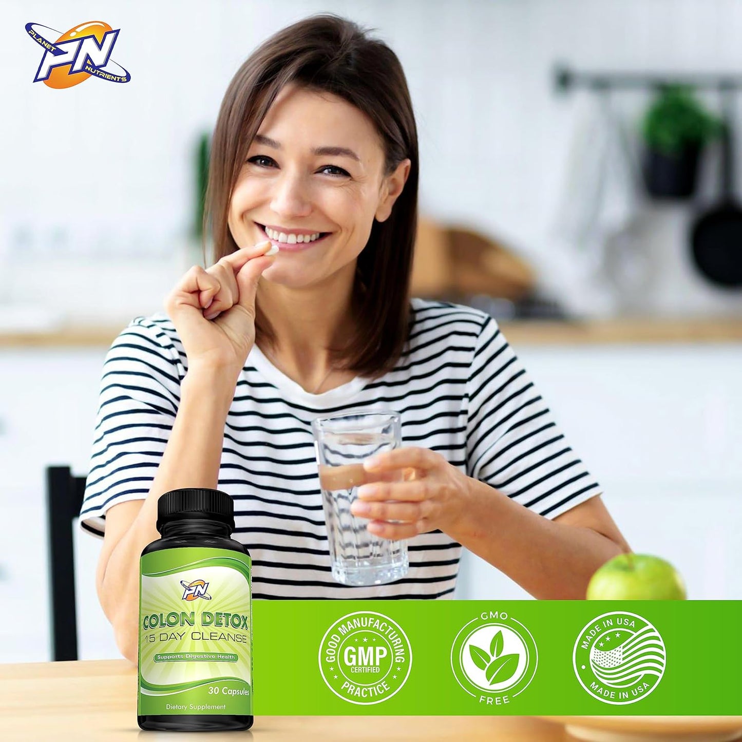 15-Day Colon Detox Capsules for Digestive Health - Non-GMO Formula - 30 Capsules