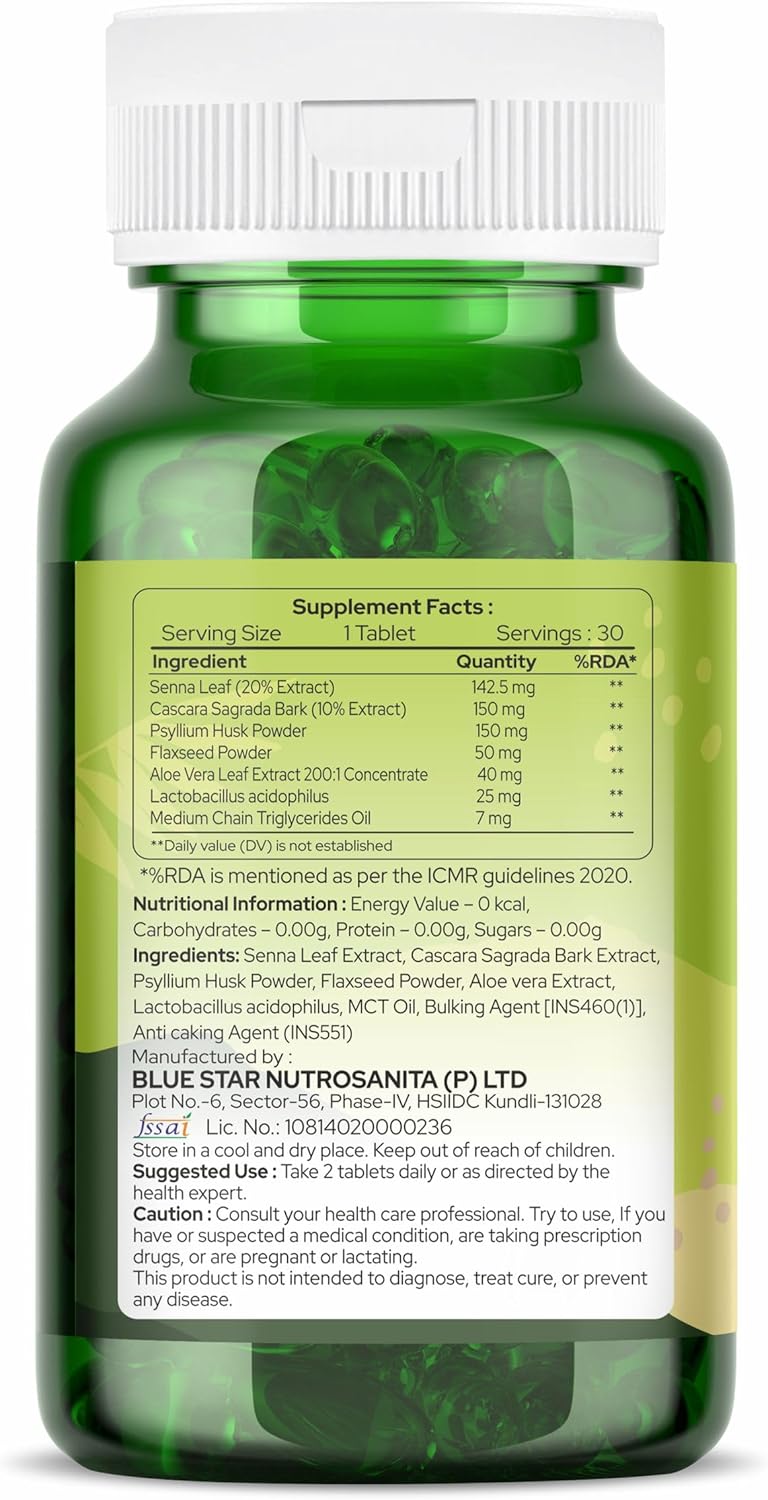 15-Day Quick Colon Cleanse with Organic Aloe Vera Gel Powder - 30 Capsules