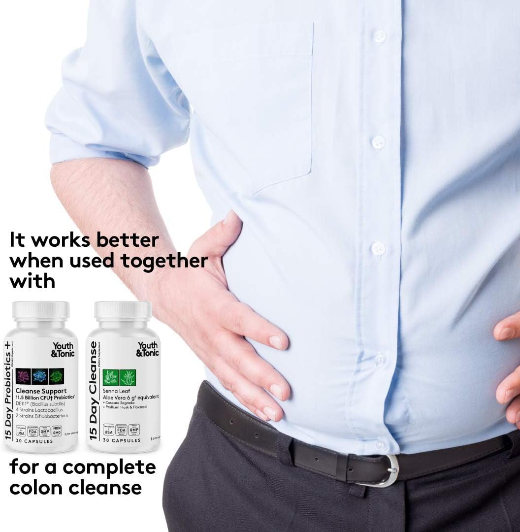 15-Day Youth & Tonic Probiotic Cleanse Supplement - Shelf Stable & Guaranteed Efficacy - Supports Digestive Health, Balance Gut Flora, and Relieves Constipation and Bloating in Women, Men, and Adults