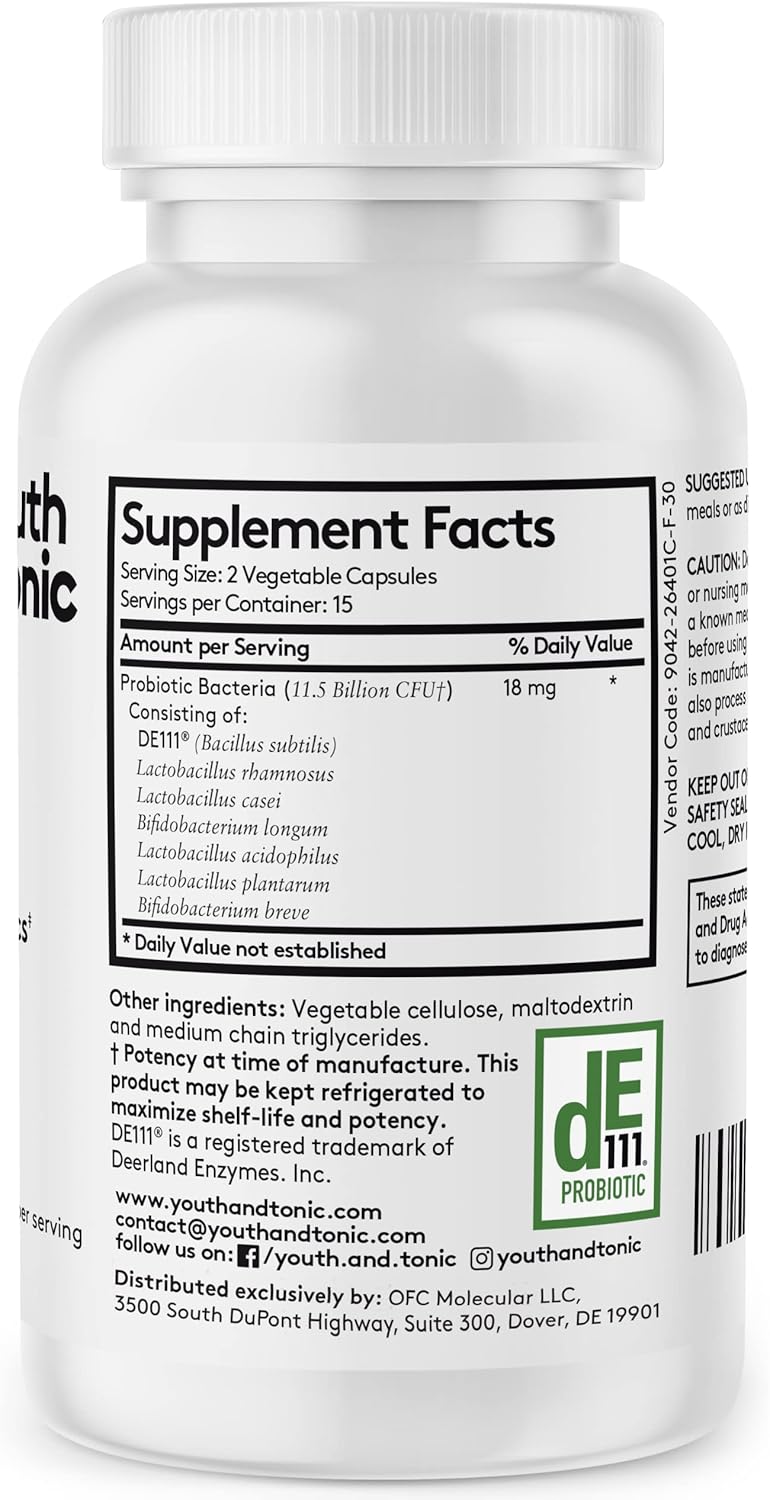 15-Day Youth & Tonic Probiotic Cleanse Supplement - Shelf Stable & Guaranteed Efficacy - Supports Digestive Health, Balance Gut Flora, and Relieves Constipation and Bloating in Women, Men, and Adults