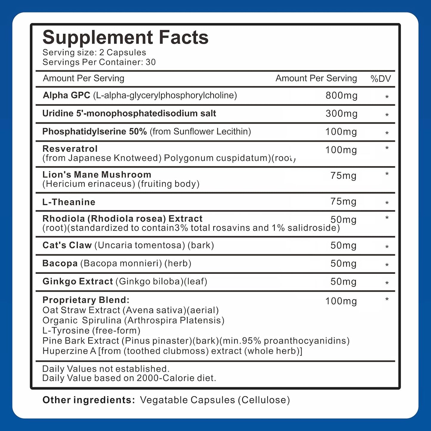 15-in-1 Alpha GPC Nootropic Brain Supplement with Lion's Mane - Memory, Focus, and Brain Support - 60 Capsules - BoostGo Australia