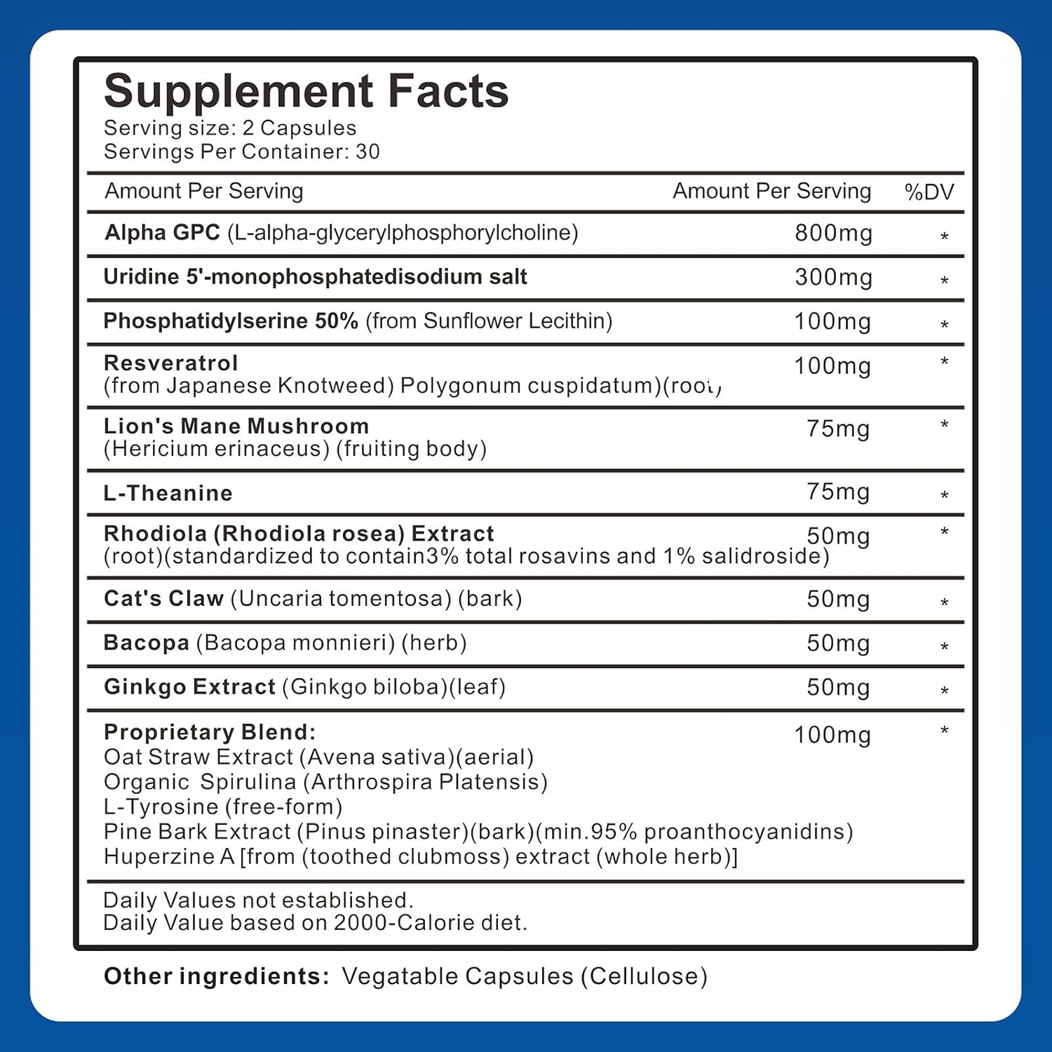 15-in-1 Alpha GPC Nootropic Brain Supplement with Lion's Mane - Memory, Focus, and Brain Support - 60 Capsules - BoostGo Australia