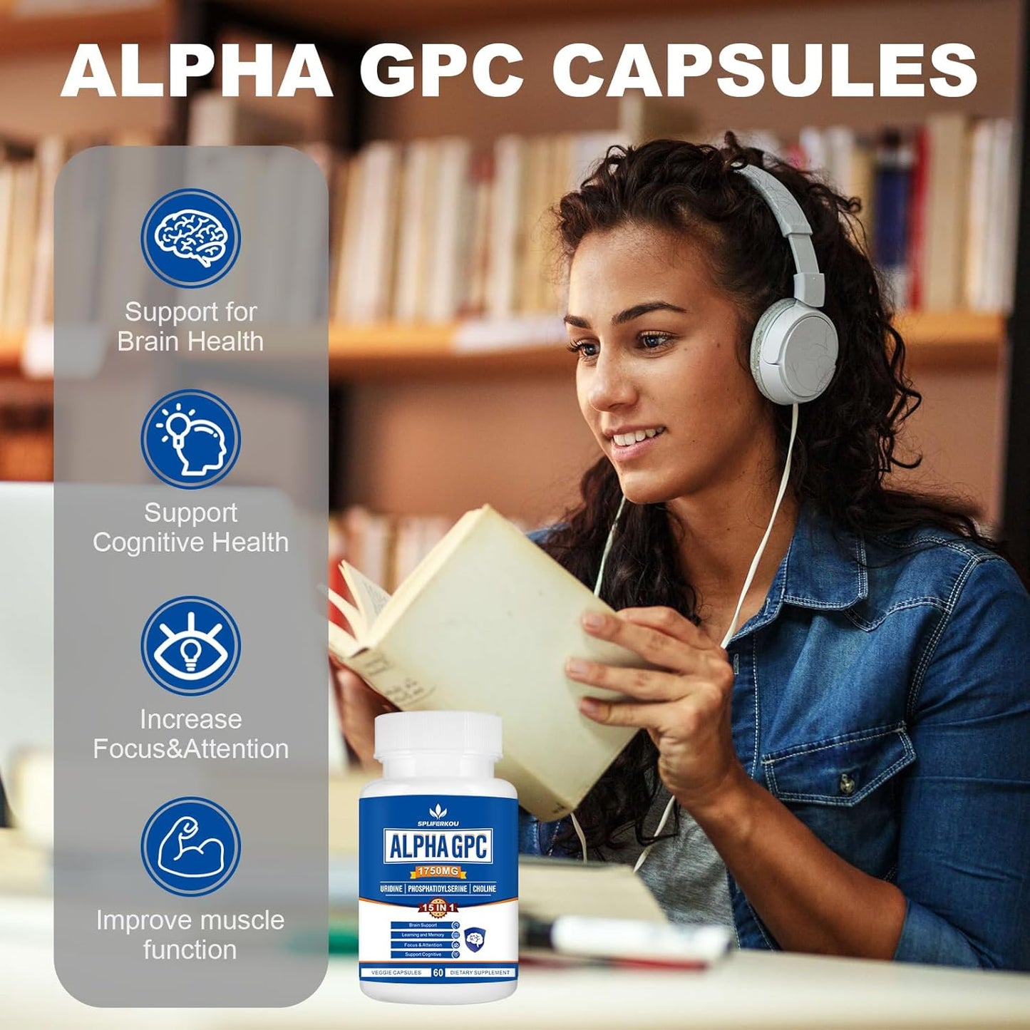 15-in-1 Alpha GPC Nootropic Brain Supplement with Lion's Mane - Memory, Focus, and Brain Support - 60 Capsules - BoostGo Australia