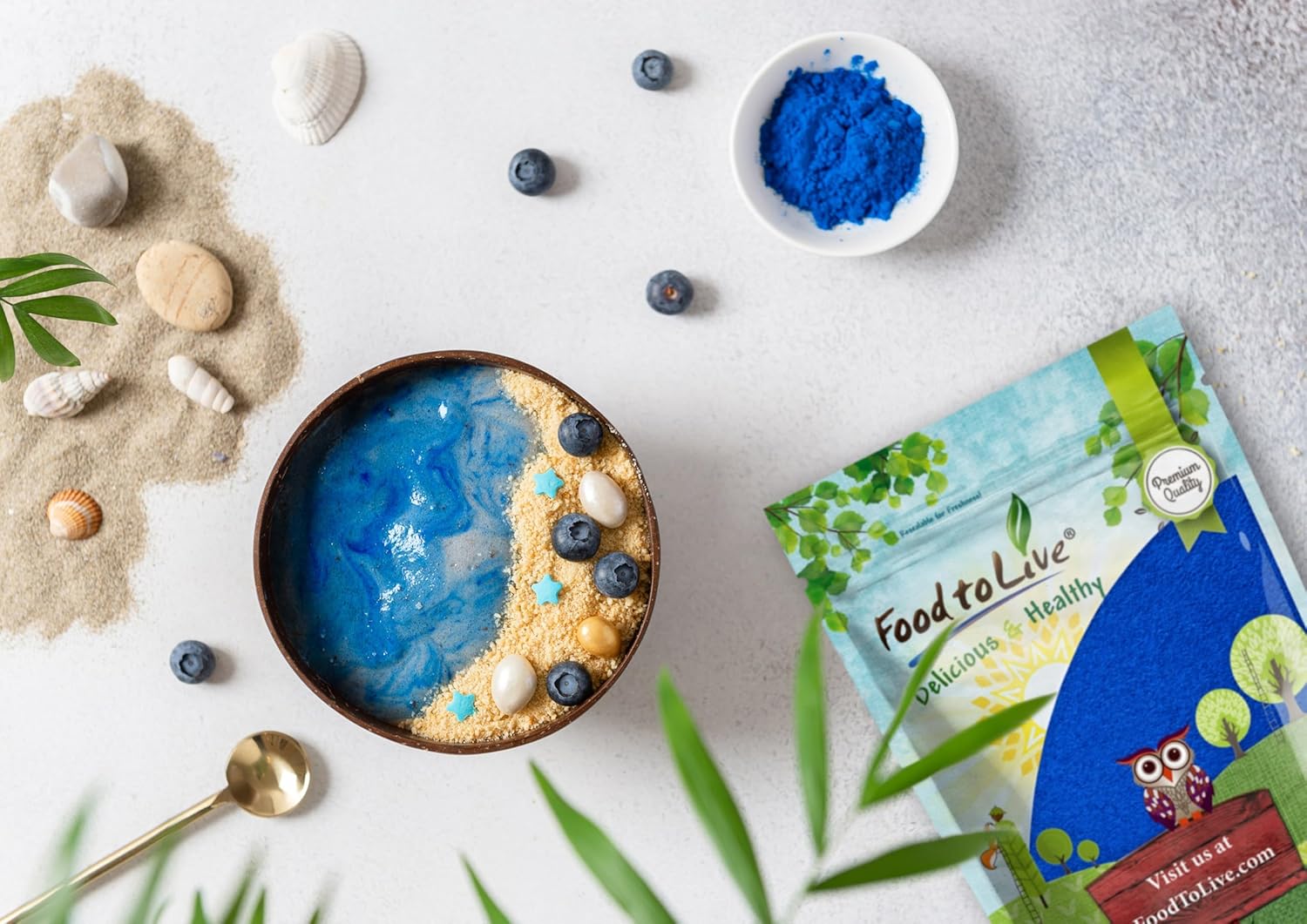 1.5 lb Raw Blue-Green Algae Extract Powder - Organic, Vegan, Non-Irradiated, Rich in Phycocyanin - Perfect for Smoothies, Juices, Shakes, Drinks, and Coloring