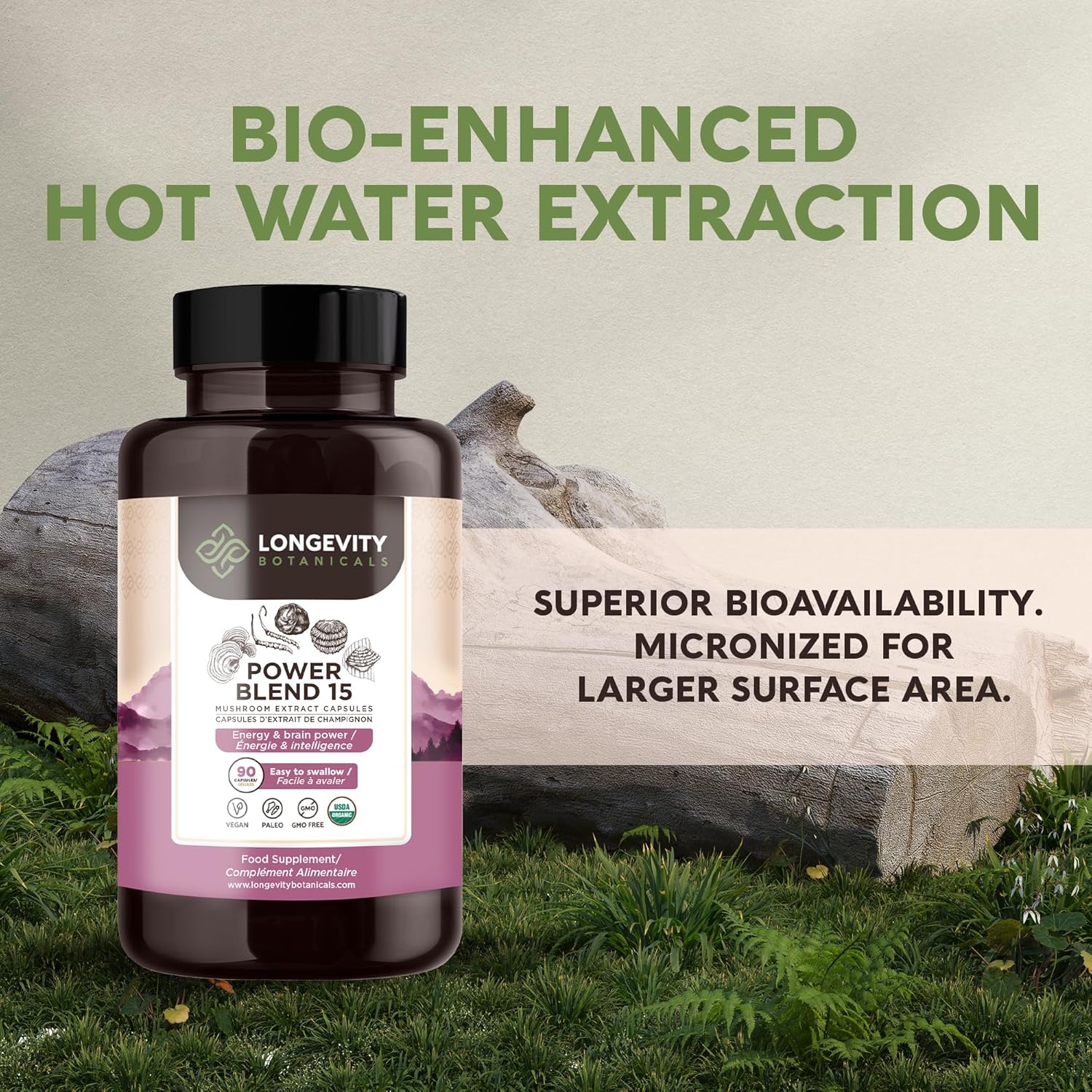 15 Mushroom Supplement Blend Capsules - Immune System Support, Mental Clarity, Focus, and Relaxation - 90 Count Bottle