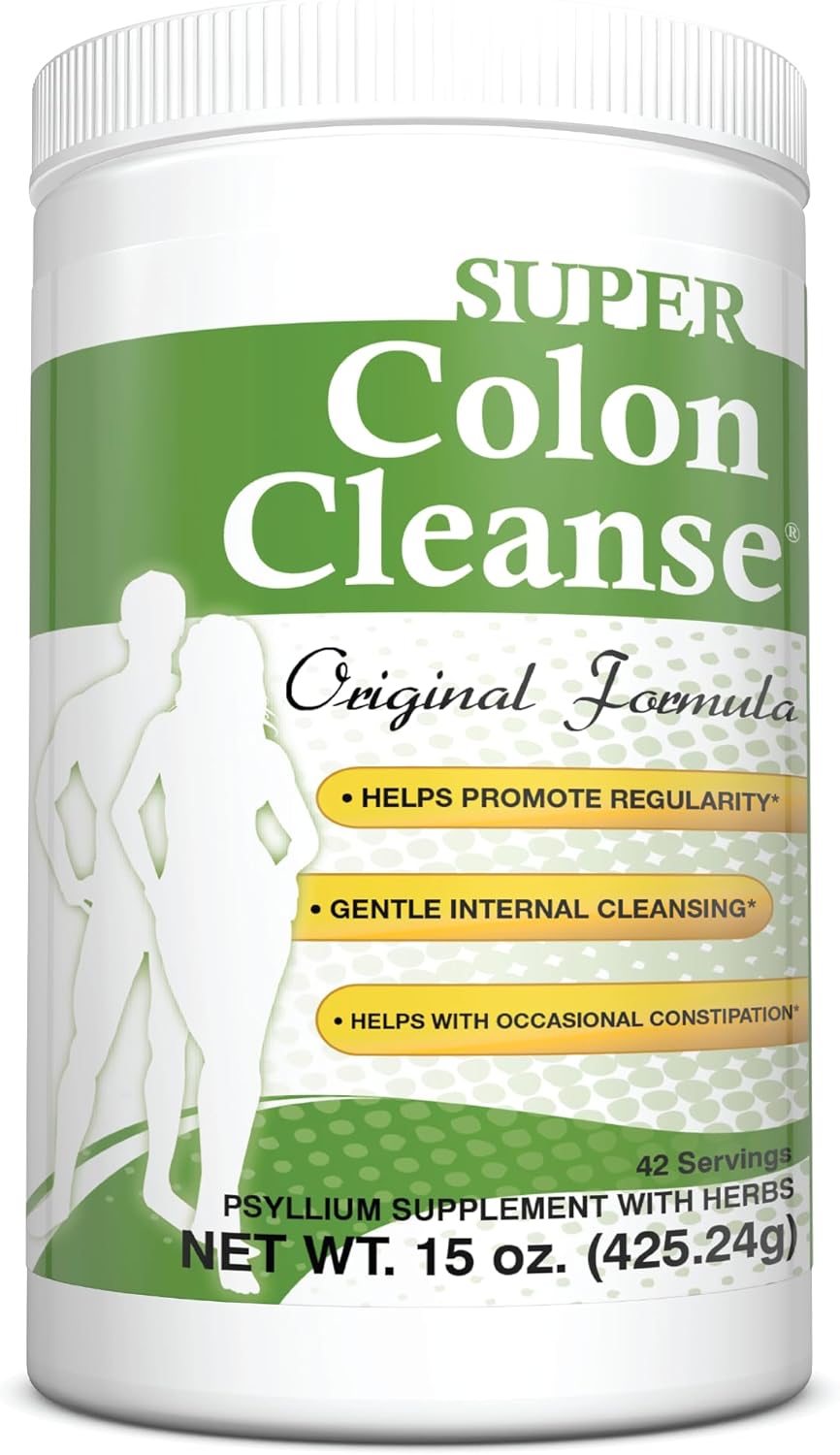 15 oz Health Plus Super Colon Cleanse Original Formula Powder - 42 Servings, Natural Detox for Gentle Gut Cleanse & Constipation Relief