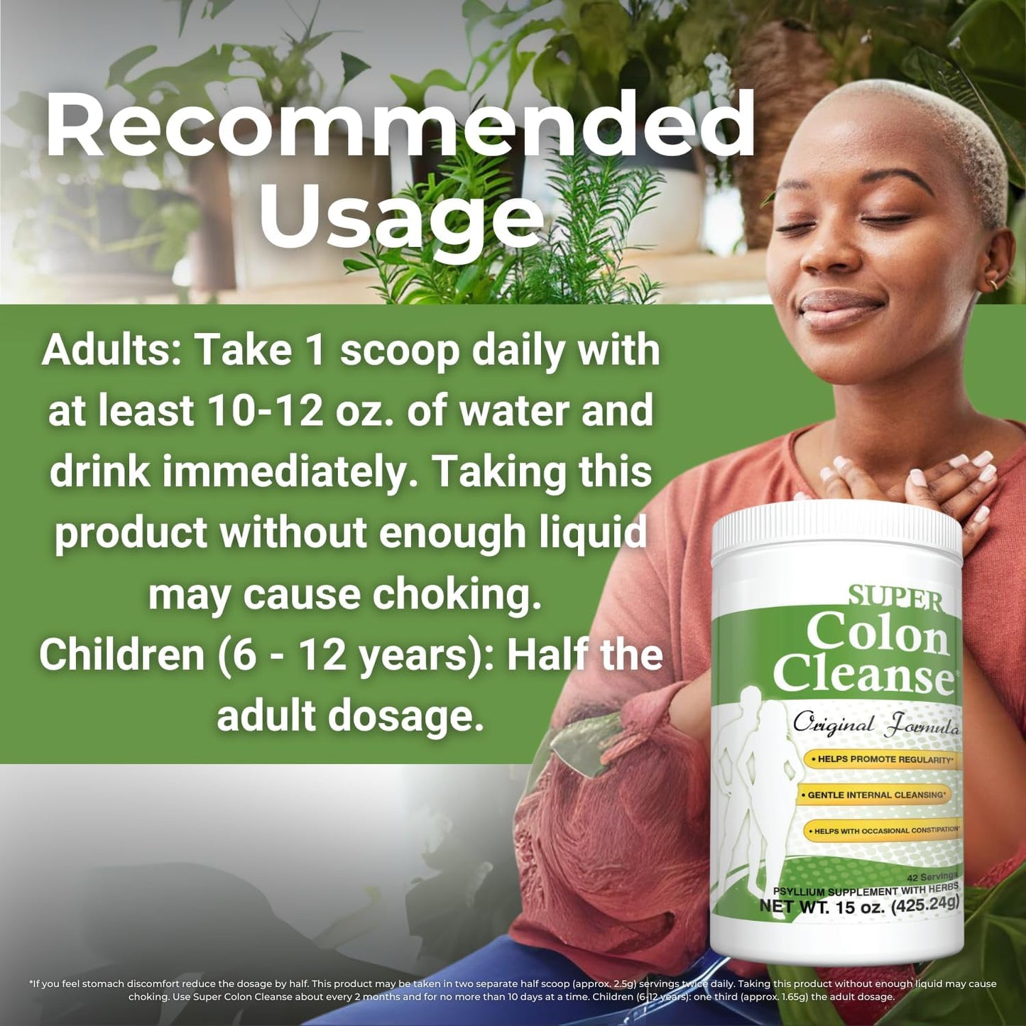 15 oz Health Plus Super Colon Cleanse Original Formula Powder - 42 Servings, Natural Detox for Gentle Gut Cleanse & Constipation Relief