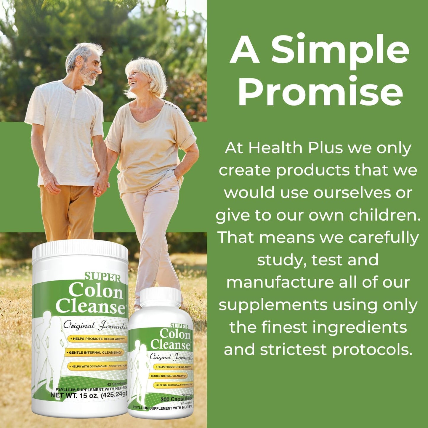 15 oz Health Plus Super Colon Cleanse Original Formula Powder - 42 Servings, Natural Detox for Gentle Gut Cleanse & Constipation Relief