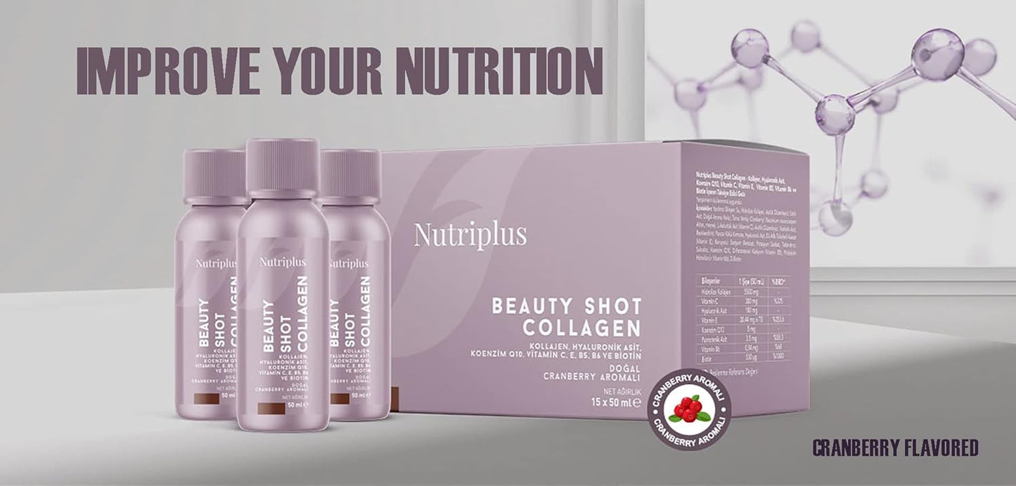 15-Pack Farmasi Nutriplus Beauty Shot Collagen: Daily Protein Boost for Skin, Hair, and Sleep, 1.69 fl oz