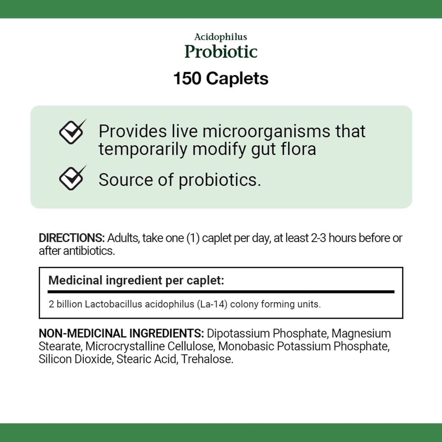 150 Caplets of Nature's Bounty Acidophilus Probiotic with 2 Billion Live Cultures