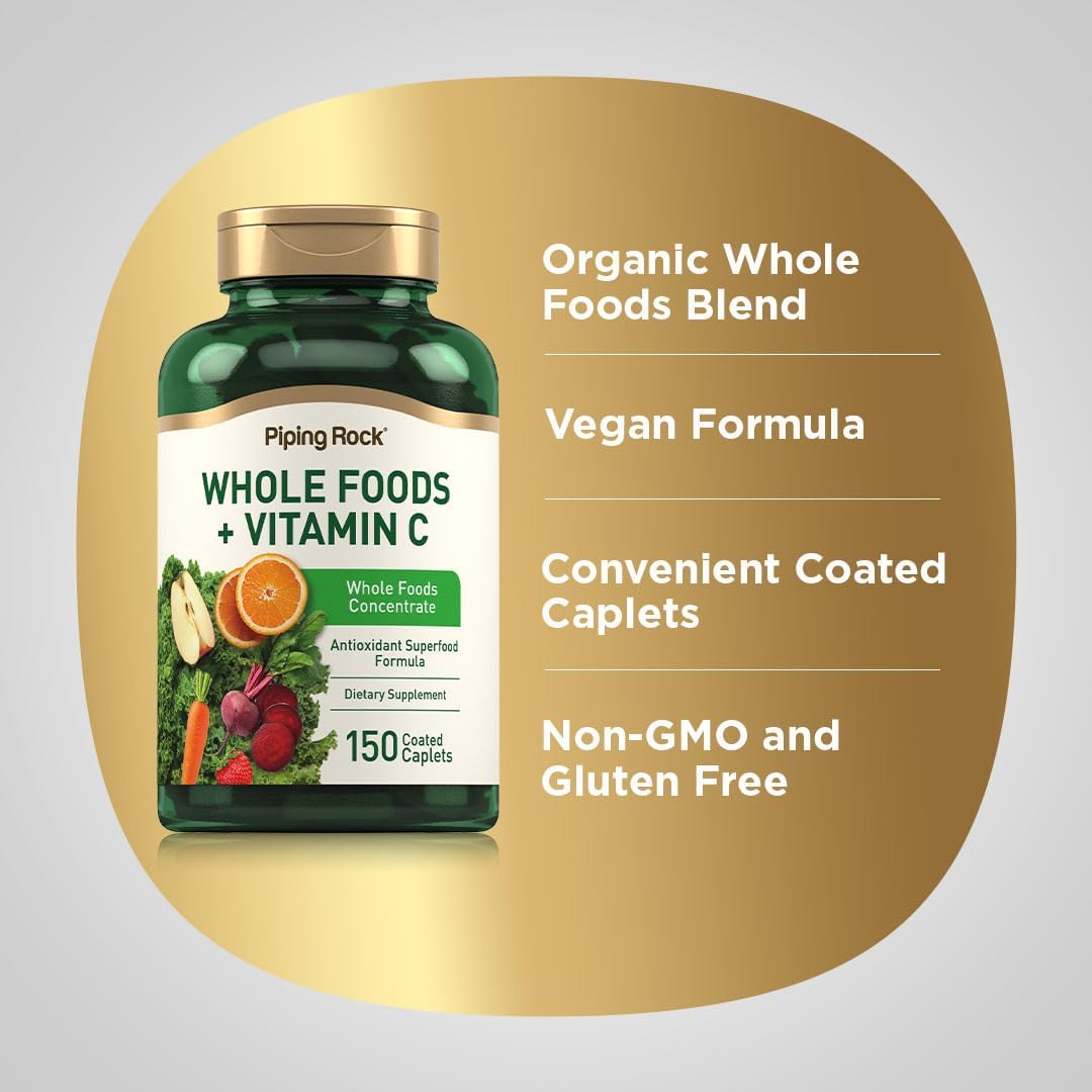 150 Caplets of Piping Rock Whole Foods Vitamin C Superfood Blend - Vegetarian, Non-GMO, Gluten Free