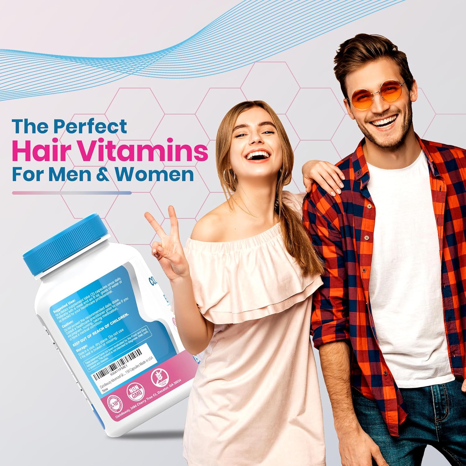 150 Capsules ClarinBeauty Advanced Grass Fed Multi Collagen Complex with 5 Types of Collagen & Digestive Enzyme Blend - Non-GMO, USA Made