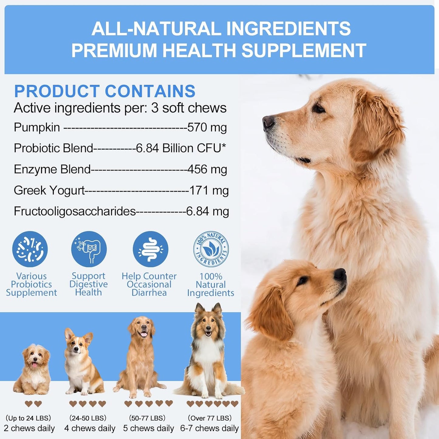 150 Count ColEaze Probiotic Soft Chews for Dogs with Prebiotics, Enzymes, and Lamb Flavor - Promotes Gut Health