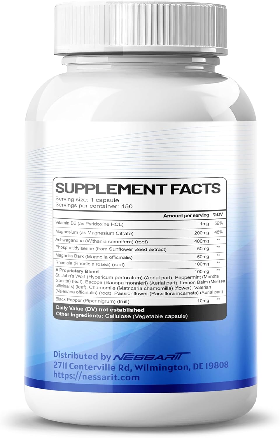 150 Count NESSARIT CORTISOL Wellness Ashwagandha Blend with Phosphatidylserine Magnolia Rhodiola - Made in the USA