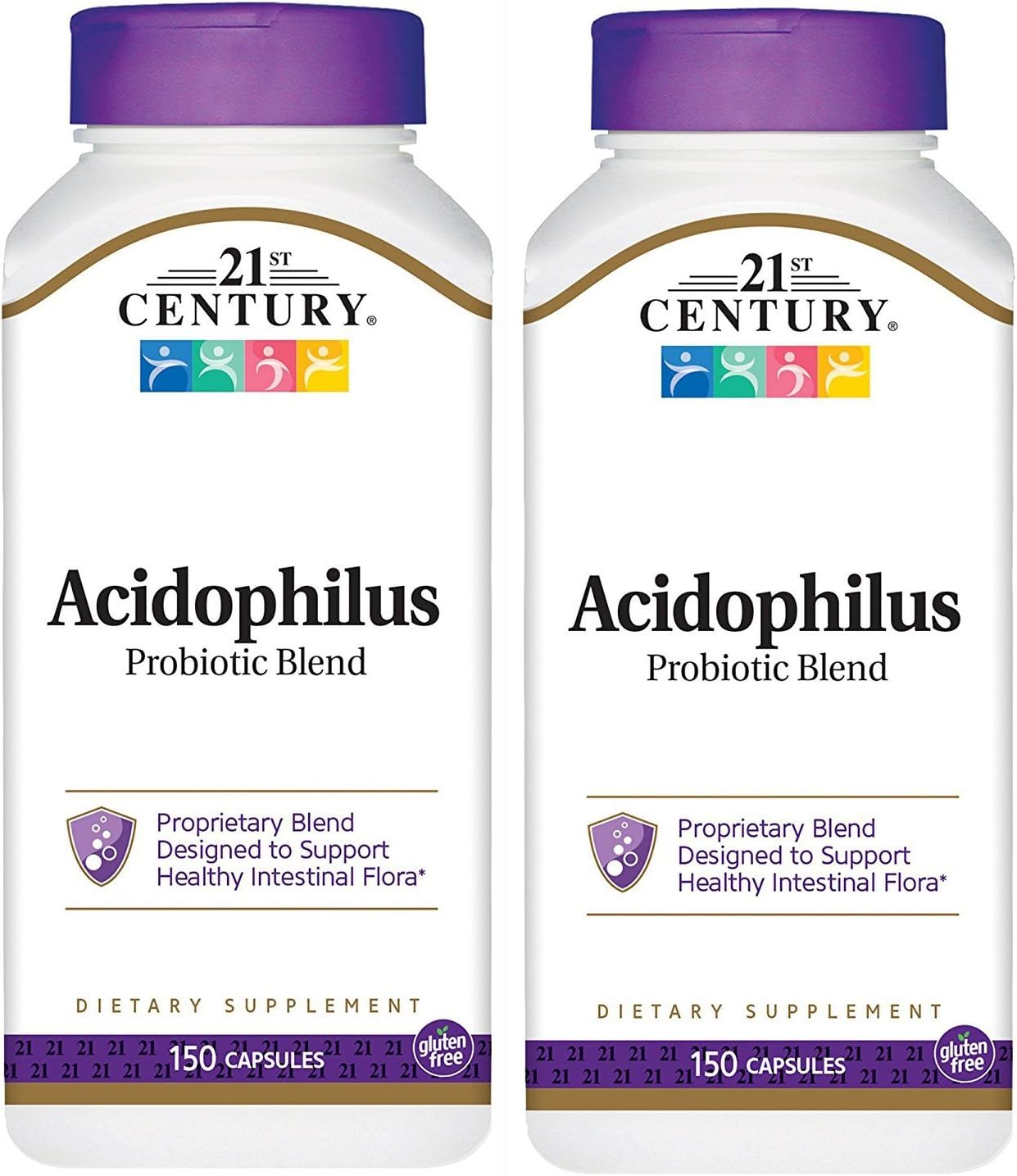 150-Count Pack of 2 Acidophilus Probiotic Blend Capsules for Digestive Health in the 21st Century
