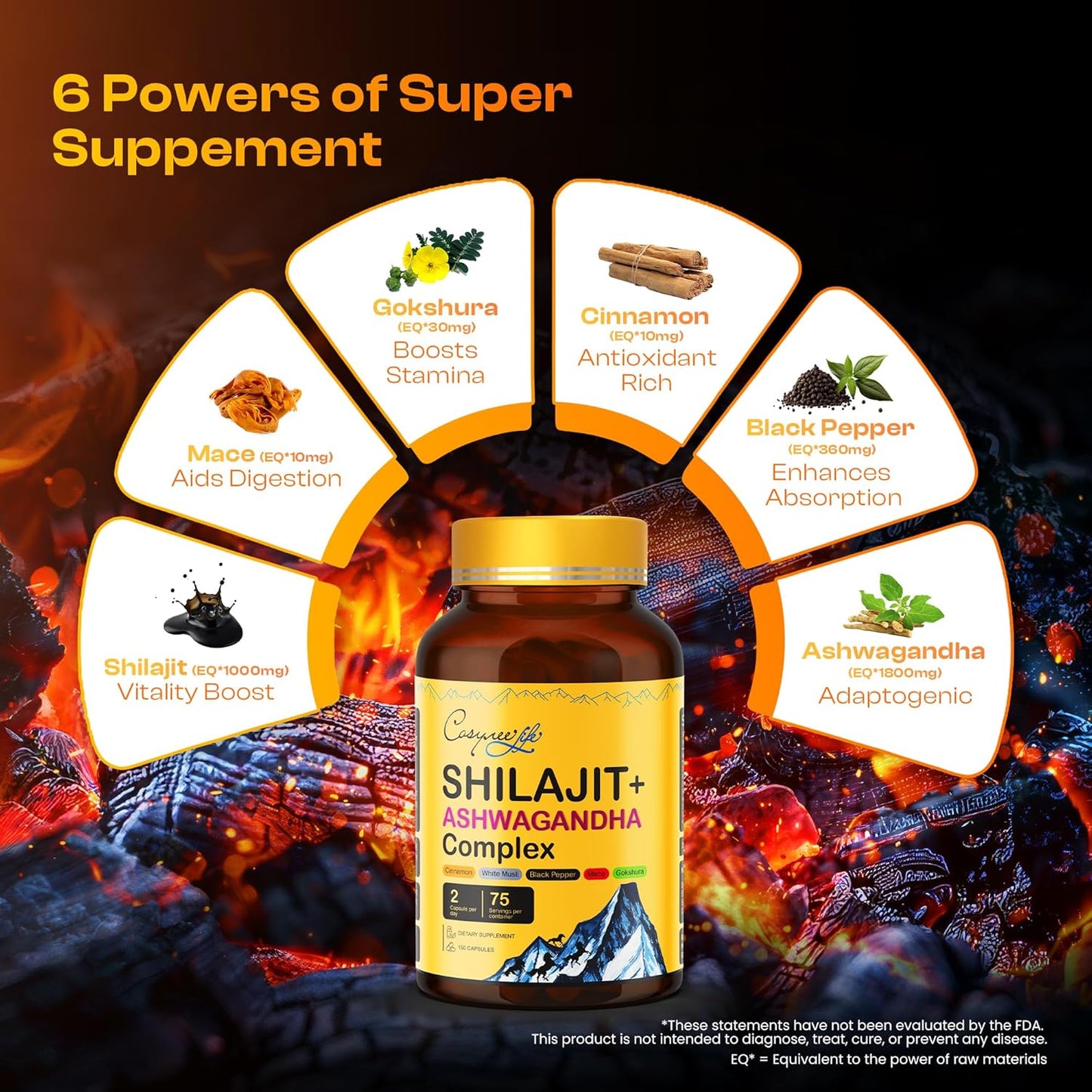 150-Count Pack of Cosynee Shilajit Complex Supplements