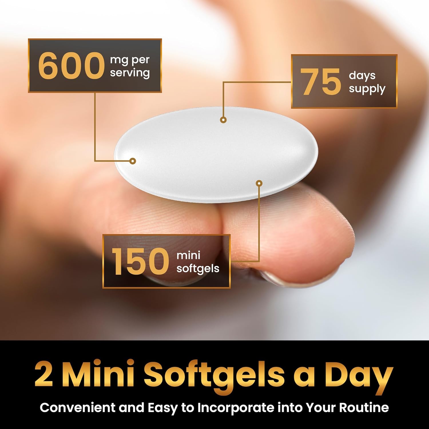 150 Mini Softgels of LUAL Calcium 600mg + Vitamin D3 for Bone & Muscle Support - Easy to Swallow Supplement for Strong Bones & Mobility