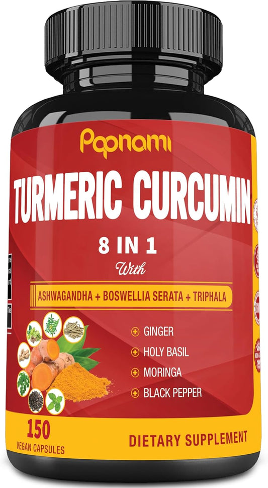 150 Papnami Turmeric Curcumin Capsules - Immune, Joint & Digestive Support - 5 Month Supply with Ashwagandha, Triphala & Ginger