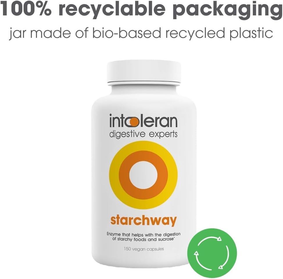 150 Pure & Vegan Digestive Enzyme Capsules for Starch & Sucrose Intolerance - Invertase & Gluco-Amylase Enzymes - Helps Digest Sugars & Starchy Foods - Low FODMAP Formula