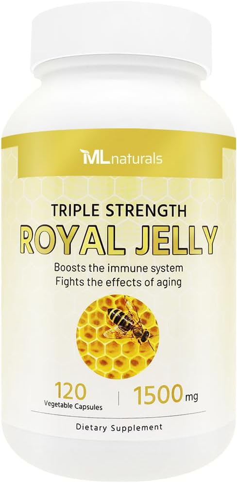 1500 mg ML Naturals Royal Jelly Capsules - 120 Vegetable Capsules for Immune Support and Overall Health