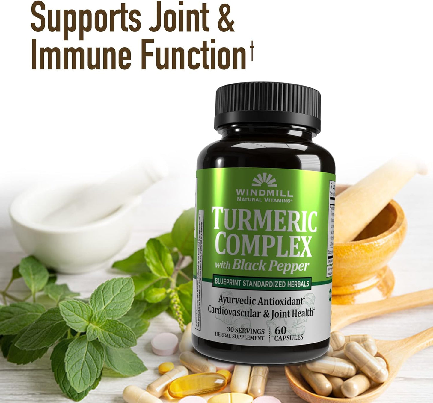 1500 Mg Windmill Turmeric Complex Capsules with Black Pepper - 60 Count