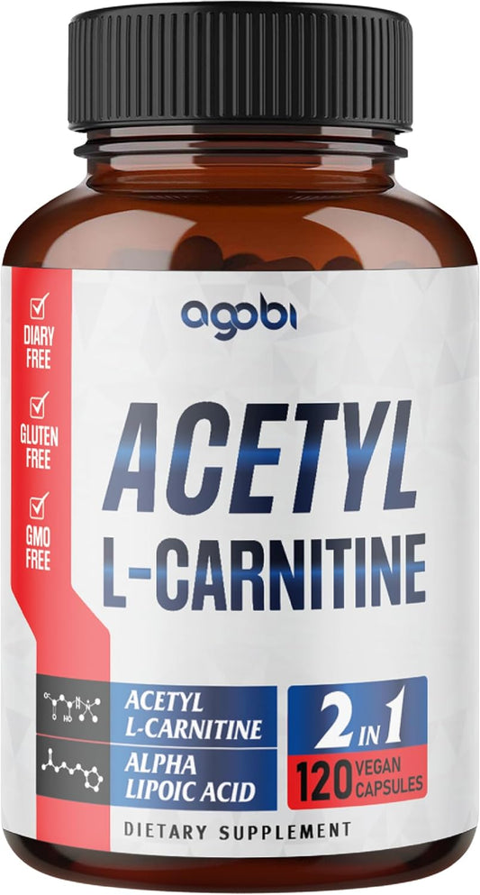 1500mg Acetyl L-Carnitine & Alpha Lipoic Acid Complex - Brain Health Supplement - 120 Vegan Capsules - Gluten-Free, Non-GMO - 2 Month Supply